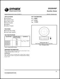 DS2004SF24 datasheet: 2400V rectifier diode DS2004SF24