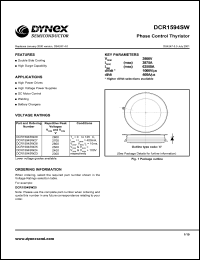 DCR1594SW27 datasheet: 2700V phase control thyristor DCR1594SW27