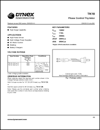 TK1812M datasheet: 1200V phase control thyristor TK1812M