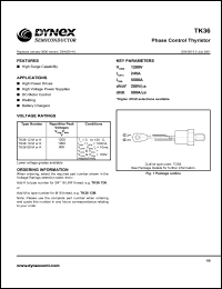 TK3612M datasheet: 1200V phase control thyristor TK3612M