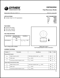 DSF8035SK35 datasheet: 3500V fast recovery diode DSF8035SK35