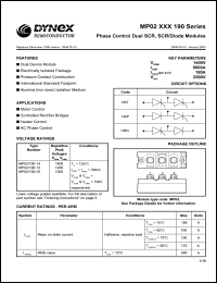 MP02/190-14 datasheet: 1400V phase control dual SCR, SCR/diode modules MP02/190-14