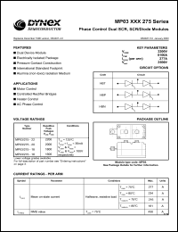 MP03/275-18 datasheet: 1800V phase control dual SCR, SCR/diode modules MP03/275-18