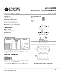 MP03HBT360-10 datasheet: 1000V dual thyristor, thyristor/diode module MP03HBT360-10