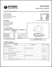 DCR1275SD26 datasheet: 2600V phase control thyristor DCR1275SD26