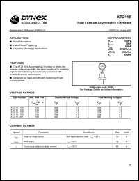 XT2116-1001 datasheet: 1000V fast turn-off asymmetric thyristor XT2116-1001