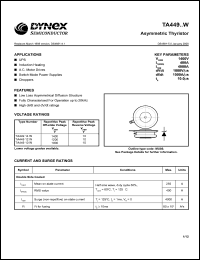 TA44912W datasheet: 1200V asymmetric thyristor TA44912W