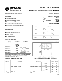 MP03/175-14 datasheet: 1400V phase control dual SCR, SCR/diode module MP03/175-14