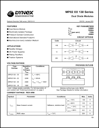 MP02/130-22 datasheet: 2200V dual diode module MP02/130-22