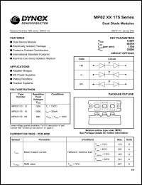 MP02/175-12 datasheet: 1200V dual diode module MP02/175-12