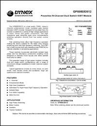 GP800DDS12 datasheet: 1200V powerline N-channel dual switch IGBT module GP800DDS12