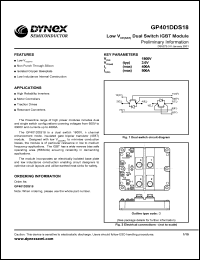 GP401DDS18 datasheet: 1800V low V dual switch IGBT module GP401DDS18