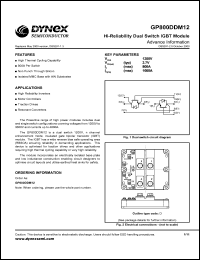 GP800DDM12 datasheet: 1800V Hi-reliability dual switch IGBT module GP800DDM12