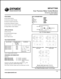 MP04TT500-27 datasheet: 2700V dual thyristor water cooled module MP04TT500-27