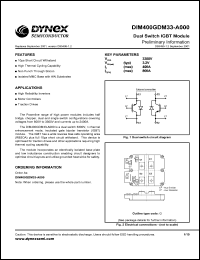 DIM400GDM33-A000 datasheet: 3300V dual switch IGBT module DIM400GDM33-A000