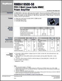 RMBA19500-58 datasheet: PCS 2 Watt linear GaAs MMIC power amplifier RMBA19500-58