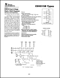 CD4015BF3A datasheet:  CMOS DUAL 4-STAGE STATIC SHIFT REGISTER CD4015BF3A
