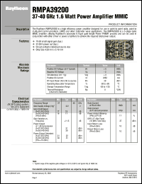 RMPA39200 datasheet: 37-40 GHz 1.6 Watt power amplifier MMIC RMPA39200