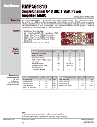 RMPA61810 datasheet: Single channel 6-18 GHz 1 Watt power amplifier MMIC RMPA61810