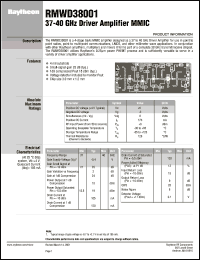 RMWD38001 datasheet: 37-40 GHz driver amplifier MMIC RMWD38001