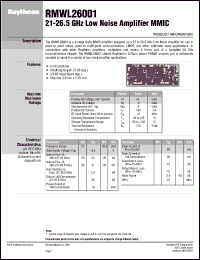 RMWL26001 datasheet: 21-26.5 GHz low noise amplifier MMIC RMWL26001