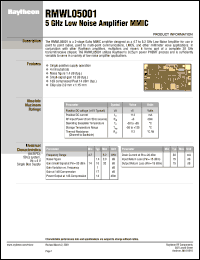 RMWL05001 datasheet: 5 GHz low noise amplifier MMIC RMWL05001