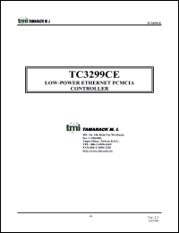 TC3299CE datasheet: Low power ethernet PCMCIA controller TC3299CE