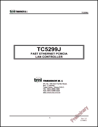 TC5299J datasheet: Fast ethernet PCMCIA lan controller TC5299J