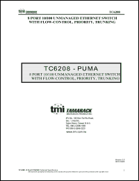 TC6208 datasheet: 8-port 10/100 unmanaged ethernet switch with flow-control, priority,trunking TC6208