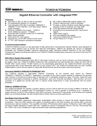 TC9020A datasheet: Gigabit ethernet controller with integrated PHY TC9020A