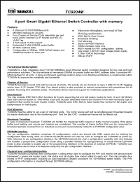 TC9204M datasheet: 4-port smart gigabit ethernet switch controller with memory TC9204M