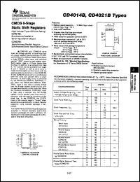 CD4021BPWR datasheet:  CMOS 8-STAGE STATIC SHIFT REGISTER CD4021BPWR