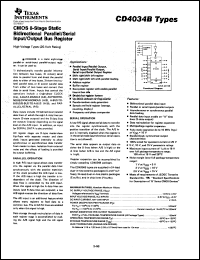 CD4034BE datasheet:  CMOS 8-STAGE STATIC BIDIRECTIONAL PARALLEL/SERIAL INPUT/OUTPUT BUS REGISTER CD4034BE