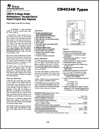 CD4034BF3A datasheet:  CMOS 8-STAGE STATIC BIDIRECTIONAL PARALLEL/SERIAL INPUT/OUTPUT BUS REGISTER CD4034BF3A