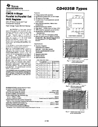 CD4035BF3A datasheet:  CMOS 4-STAGE PARALLEL IN/PARALLEL OUT SHIFT REGISTER CD4035BF3A