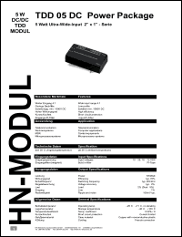 TDD052412D datasheet: 5 W DC/DC TDD modul with 10-36 V input, +/-12 V/+/-250 A output TDD052412D