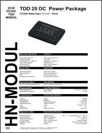 TDD254815S datasheet: 25 W DC/DC TDD modul with 35-75 V input, 15 V/1700 A output TDD254815S