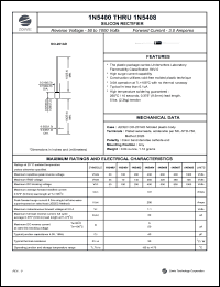 1N5401 datasheet: 100 V, 3.0 A silicon rectifier 1N5401