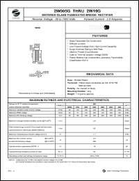 2W005G datasheet: 50 V, 2.0 A sintered glass passivated bridge rectifier 2W005G