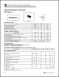 BC848A datasheet: 30 V,  100 mA general purpose transistor NPN silicon BC848A