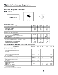 BC849C datasheet: 30 V,  100 mA general purpose transistor NPN silicon BC849C