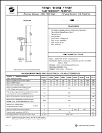 FR303 datasheet: 200 V,  3 A fast recovery rectifier FR303