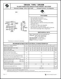 GBU6M datasheet: 1000 V,  6 A glass passivated single-phase bridge rectifier GBU6M