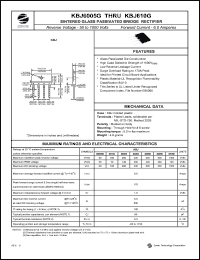 KBJ602G datasheet: 200 V,  6 A sintered glass passivated bridge rectifier KBJ602G