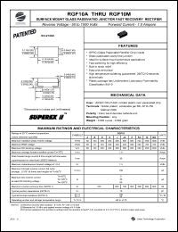 RGF10M datasheet: 1000 V, 1 A surface mount glass passivated junction fast recovery  rectifier RGF10M