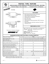 RGF20D datasheet: 200 V, 2 A surface mount glass passivated junction fast recovery  rectifier RGF20D