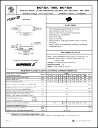 RGF30MA datasheet: 1000 V, 3 A surface mount glass passivated junction fast recovery  rectifier RGF30MA