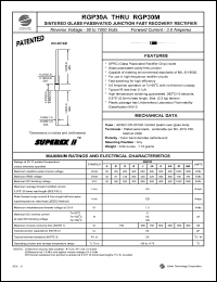 RGP30G datasheet: 400 V, 3 A sintered glass passivated junction fast recovery  rectifier RGP30G