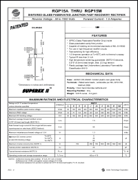 RGP15J datasheet: 600 V, 1.5 A sintered glass passivated junction fast recovery  rectifier RGP15J