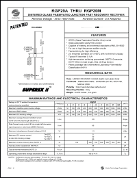 RGP20MA datasheet: 1000 V, 2 A sintered glass passivated junction fast recovery  rectifier RGP20MA